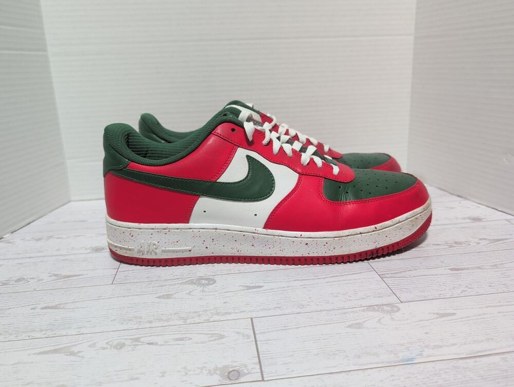 Nike Air Force 1 Low By You Custom Red Green White Speckle Men's Size 12.5 Rare